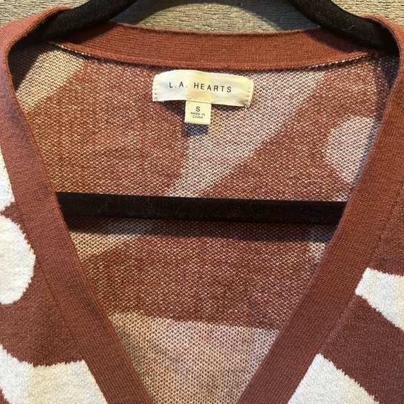 L.A. Hearts soft hippie swirl cognac and cream cropped cardigan size small - Picture 4 of 5